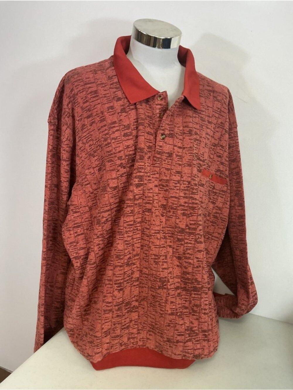 Vintage John Blair Sweater Polo Shirt Long Sleeve Velour Mens 4XL New